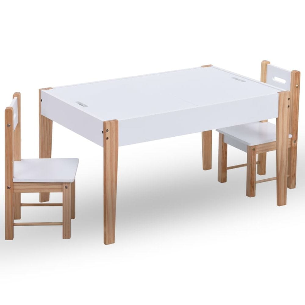 Vidaxl 3-dielna sada detského stola+tabuľa a stoličky, čierno biela